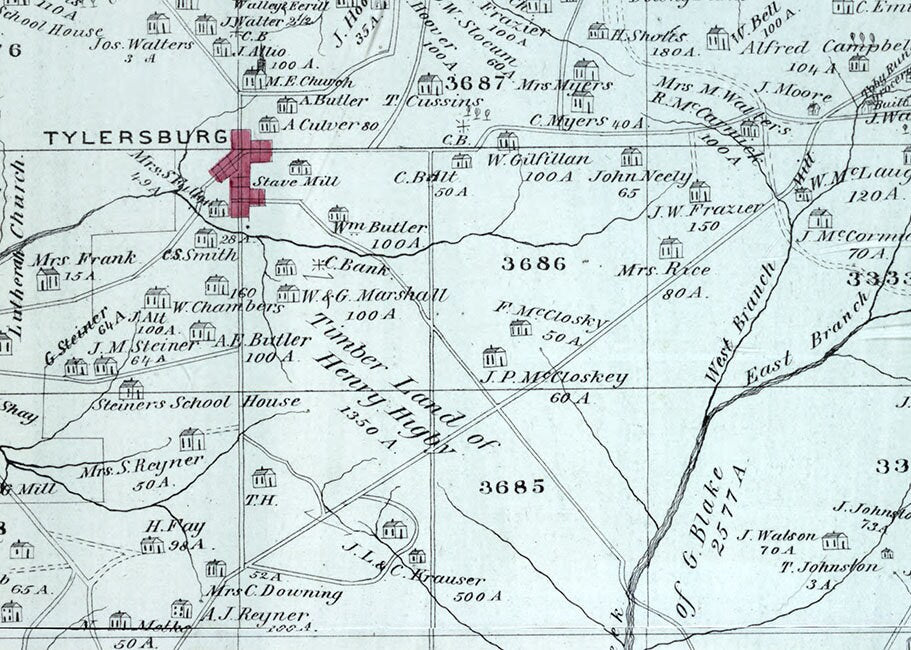 1877 Map of Farmington Township Clarion County Pennsylvania Oil Wells