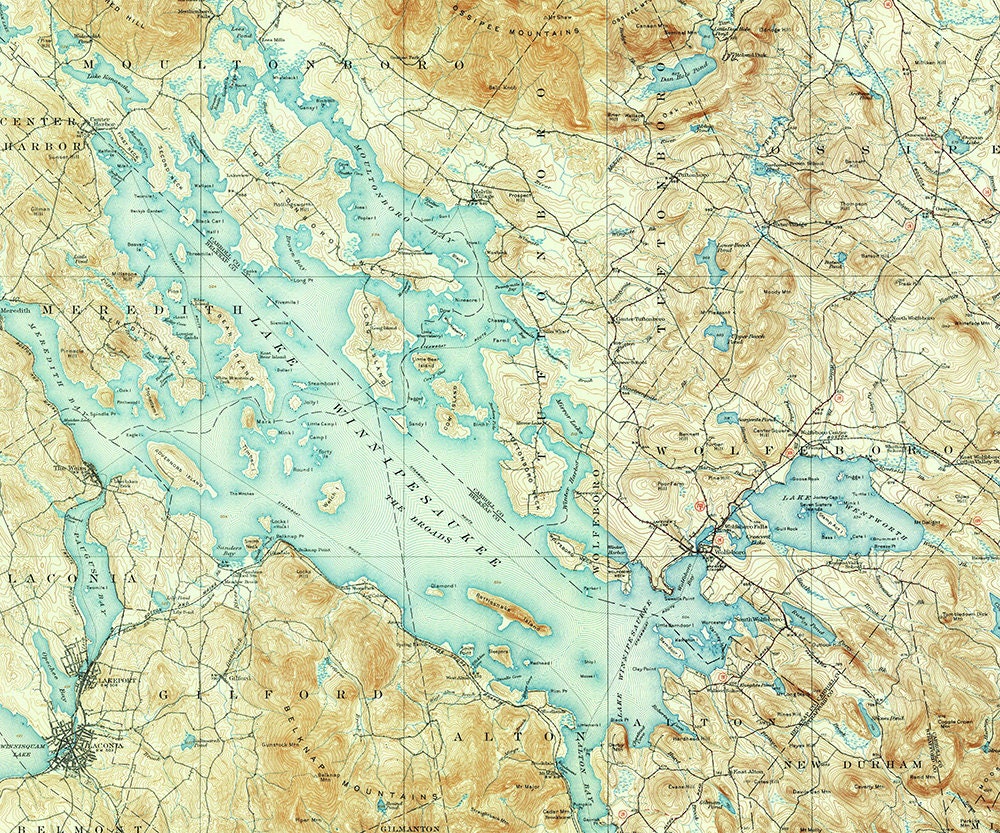 1909 Map of Lake Winnipesaukee New Hampshire