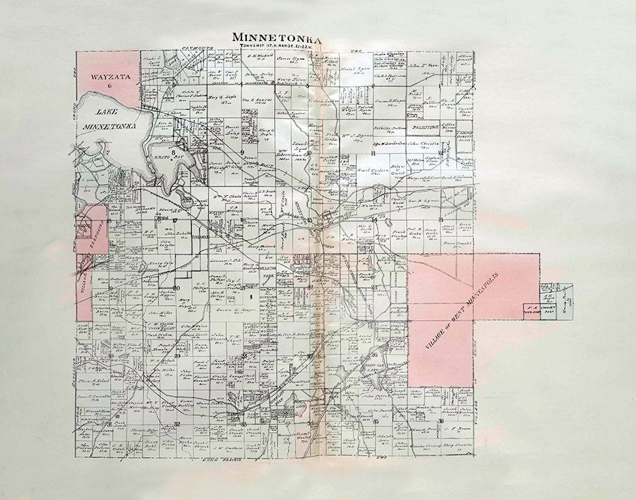 1913 Map of Minnetonka Township Hennepin County Minnesota