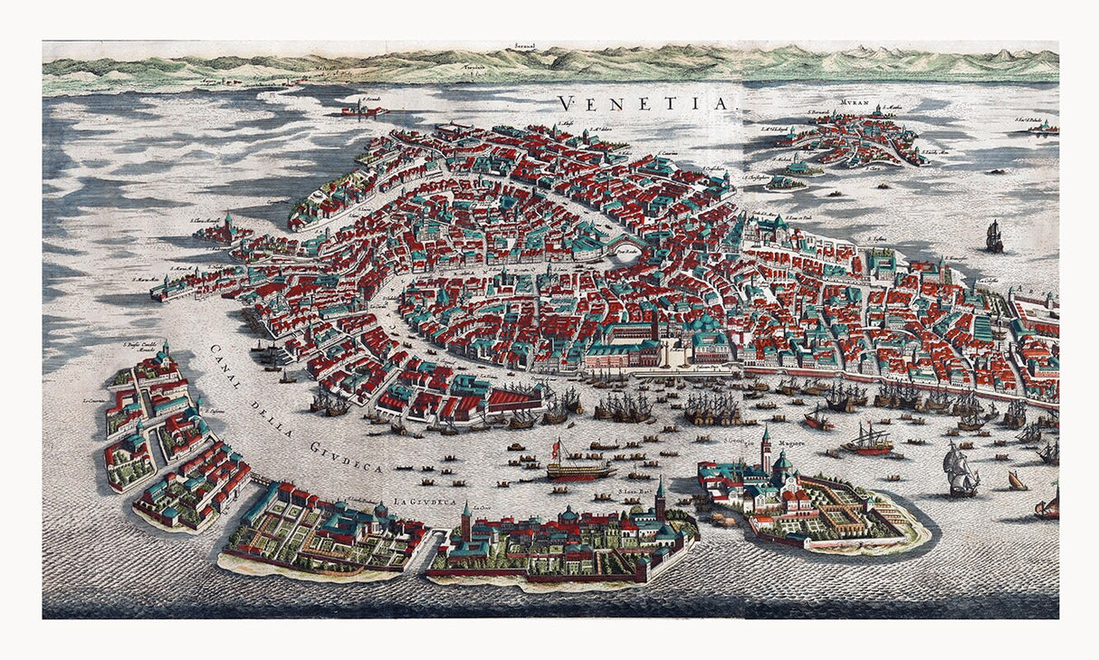 1641 Panoramic Map of Venice Italy