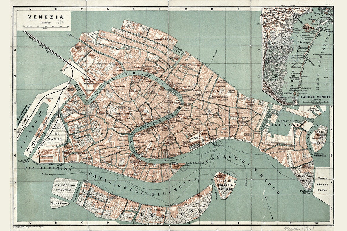 1886 Map of Venice Italy