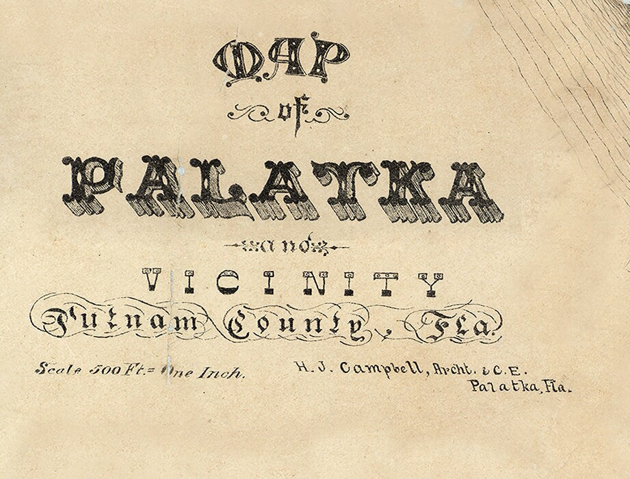 1884 Map of Palatka Putnam County Florida