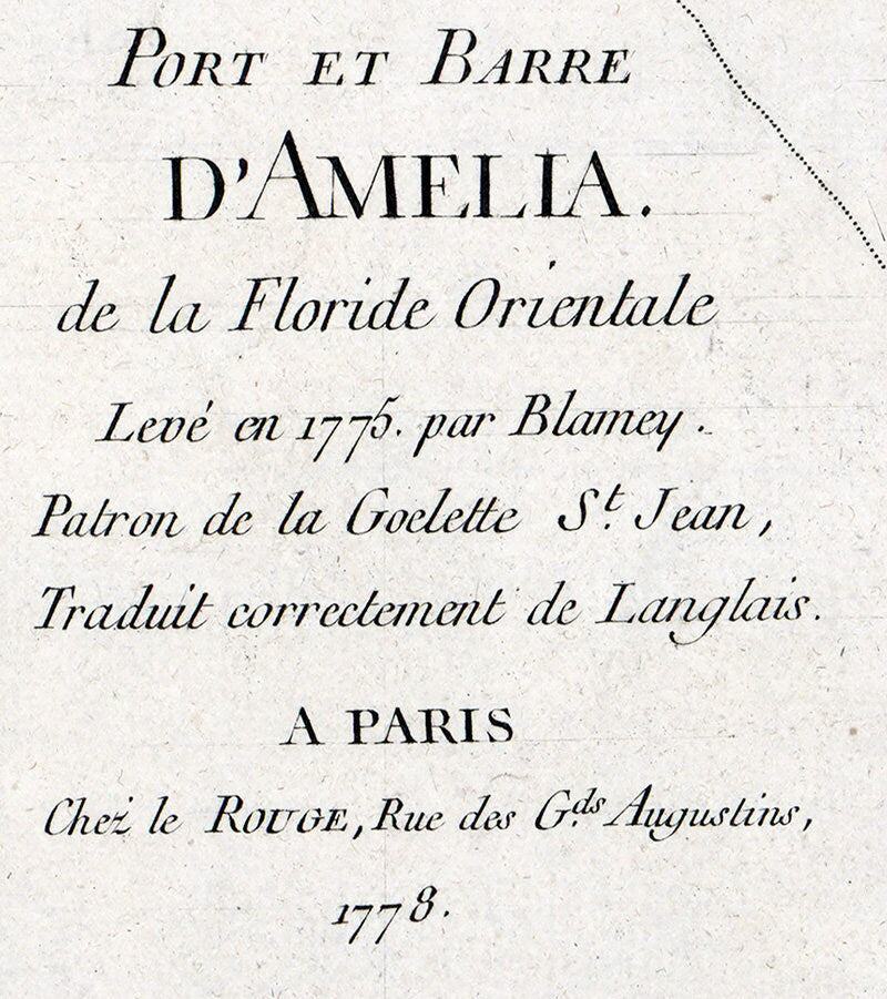 1778 Map of Amelia Island and Harbor Florida Fernandina