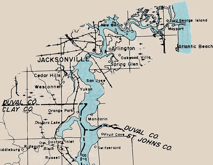 Map of the Saint Johns River Florida