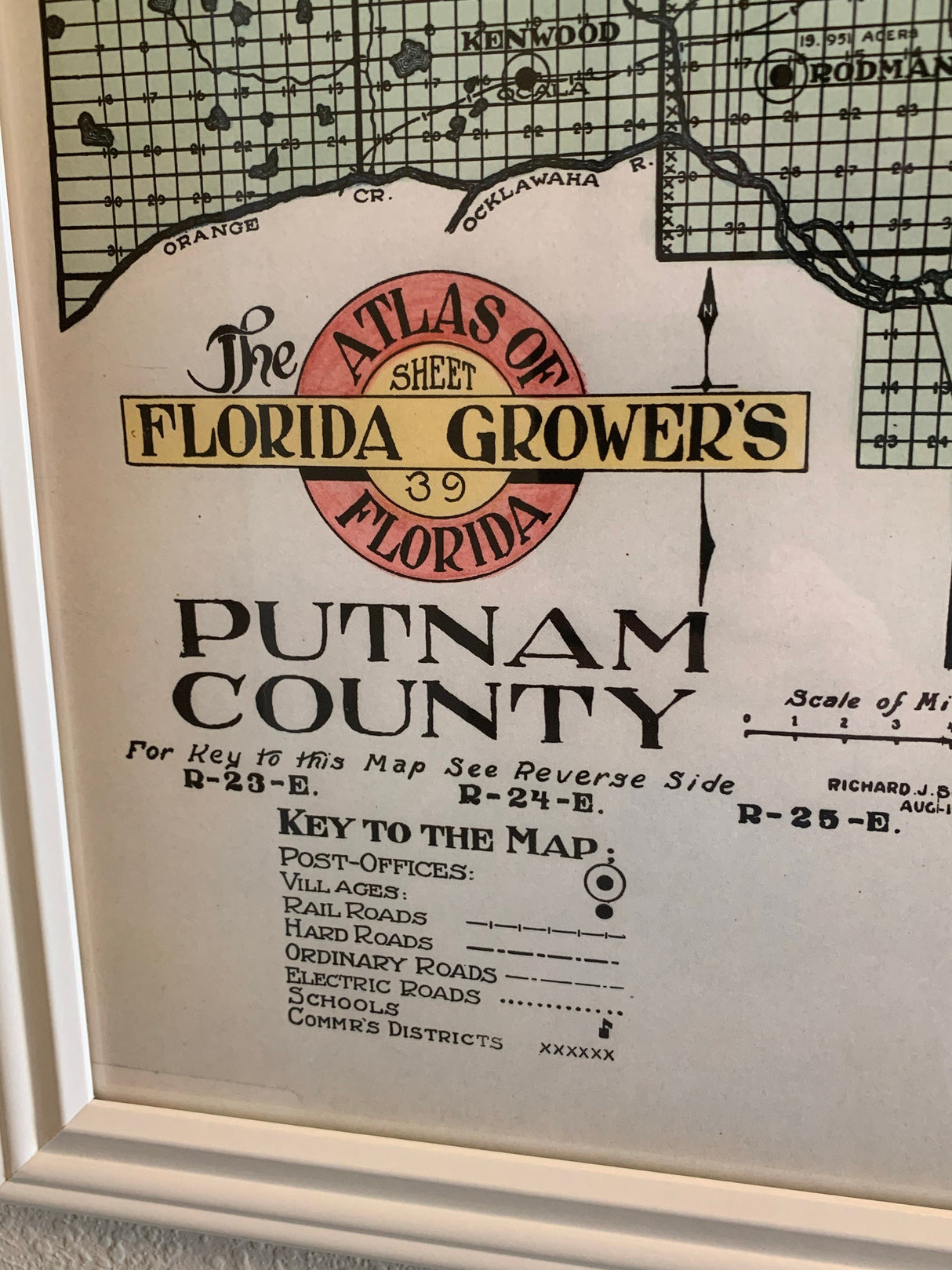 1914 Map of Putnam County Florida Framed