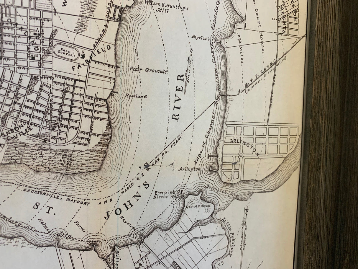 1887 Map of Jacksonville Florida Framed