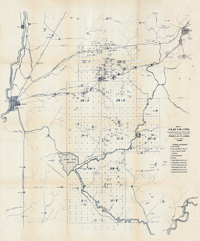 1869 Map of Clay County Indiana