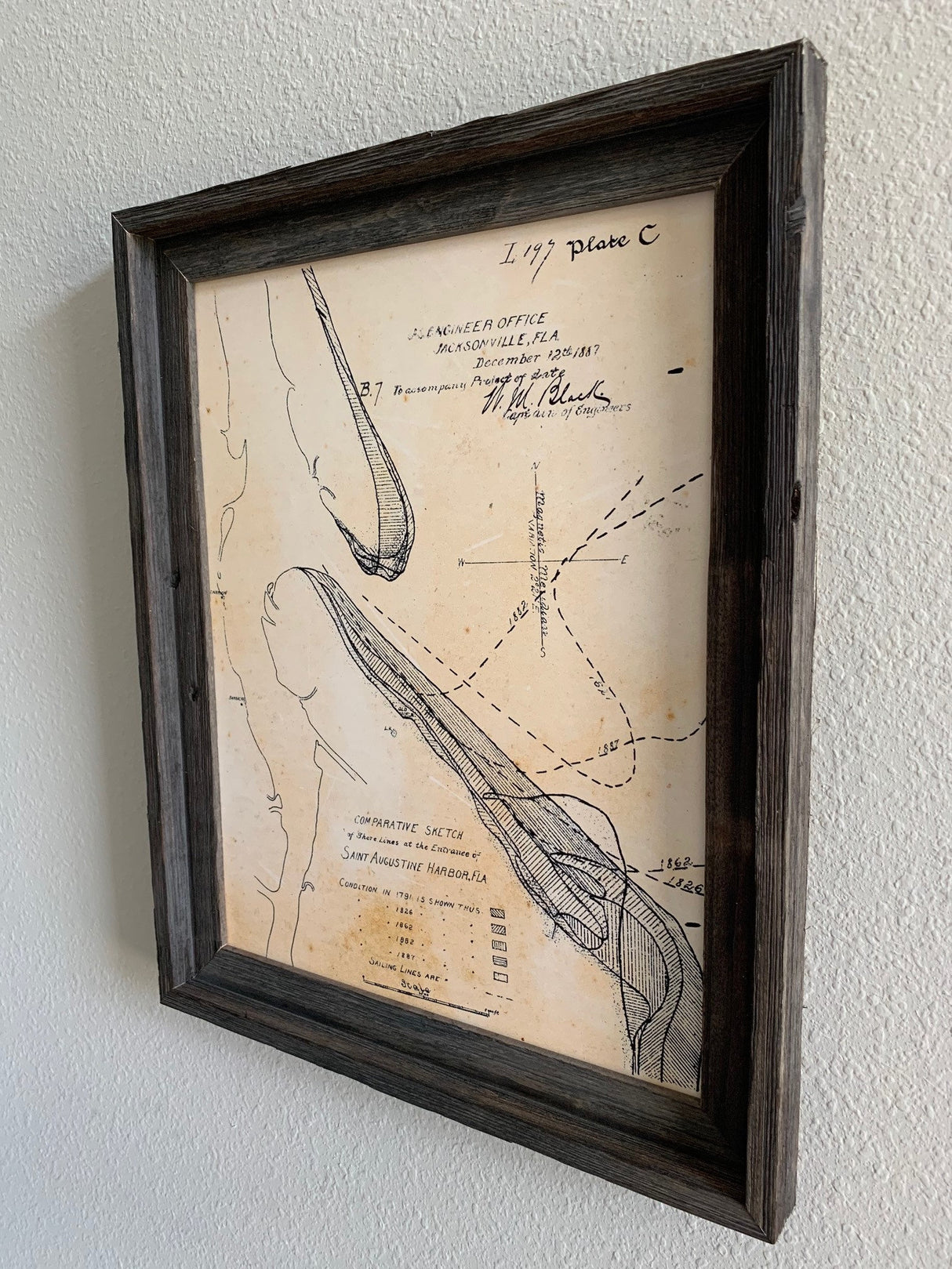 1887 Map of Saint Augustine Inlet Florida Framed