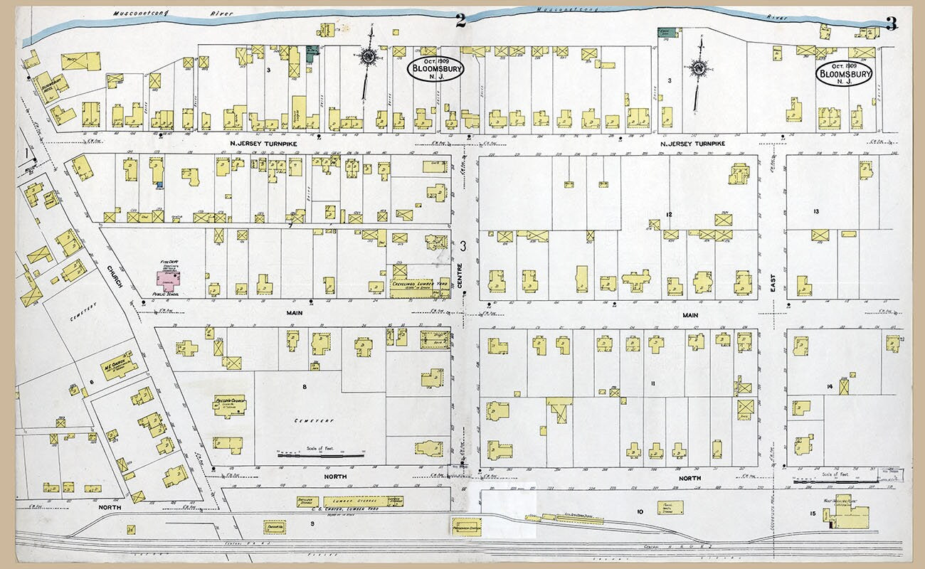 1909 Town Map of Bloomsbury Hunterdon County New Jersey Sheet 2