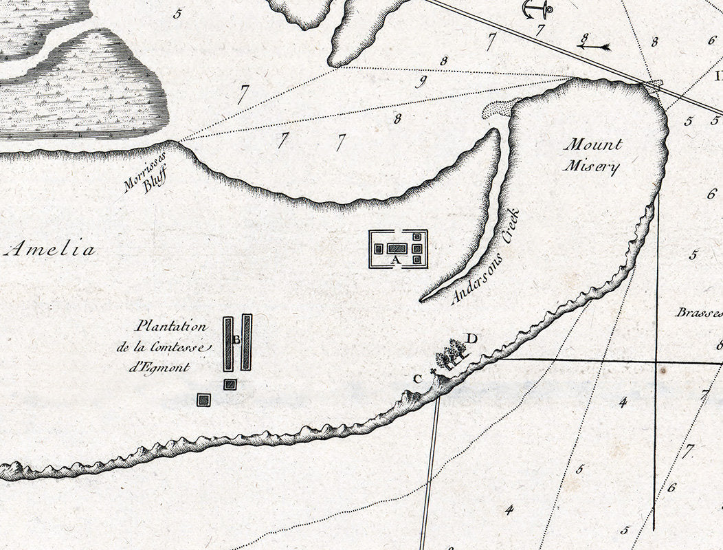 1778 Map of Amelia Island and Harbor Florida Fernandina