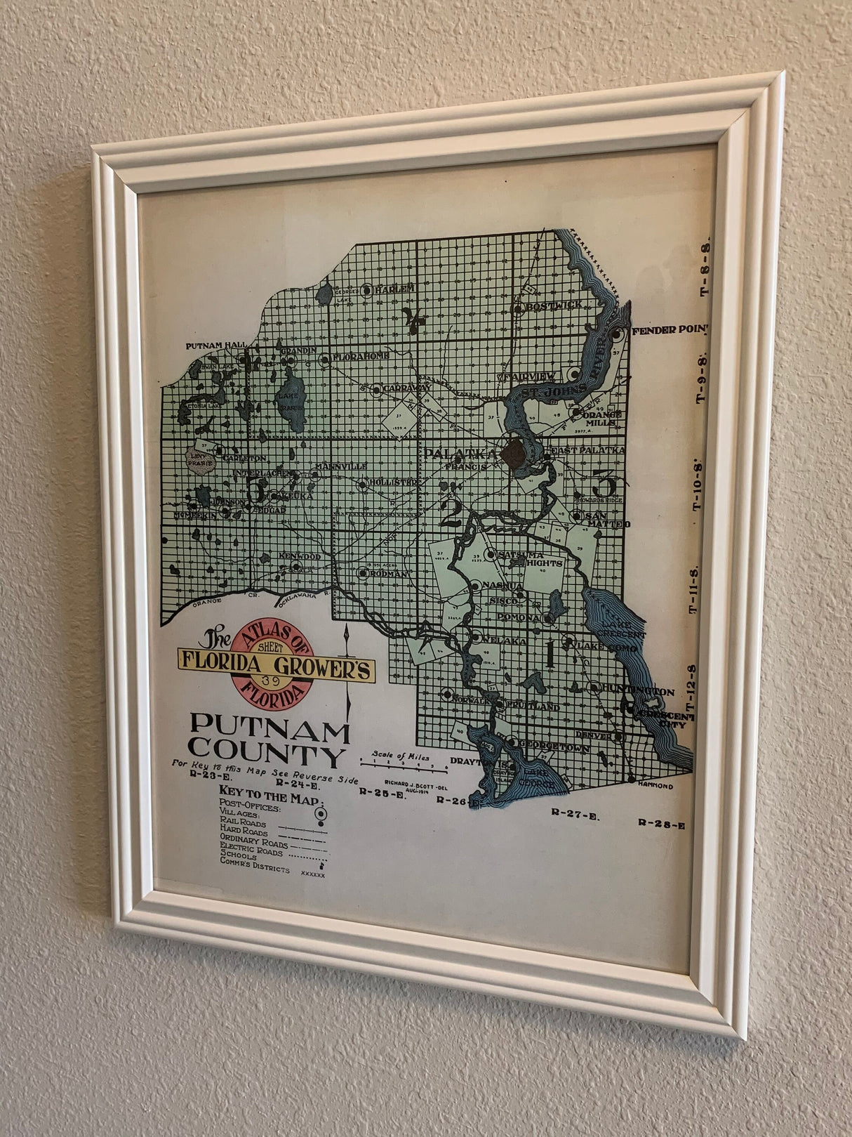 1914 Map of Putnam County Florida Framed