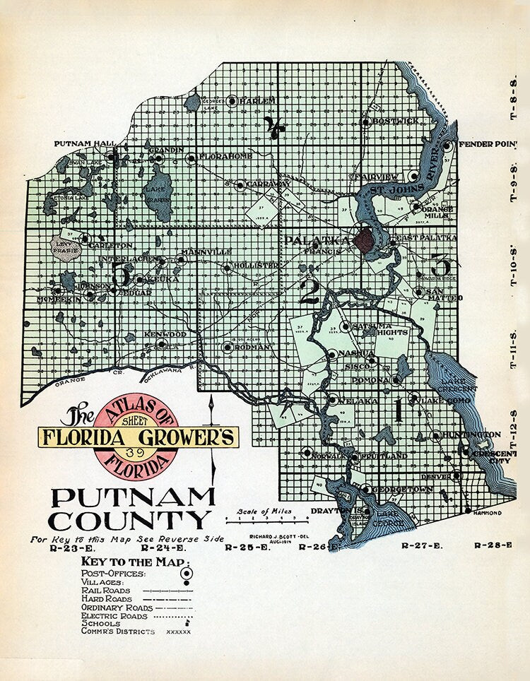 1914 Map of Putnam County Florida