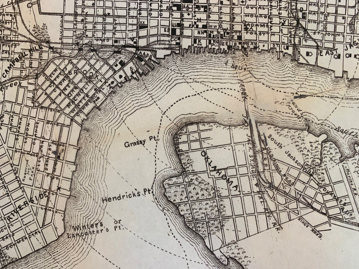1887 Map of Jacksonville Florida Framed