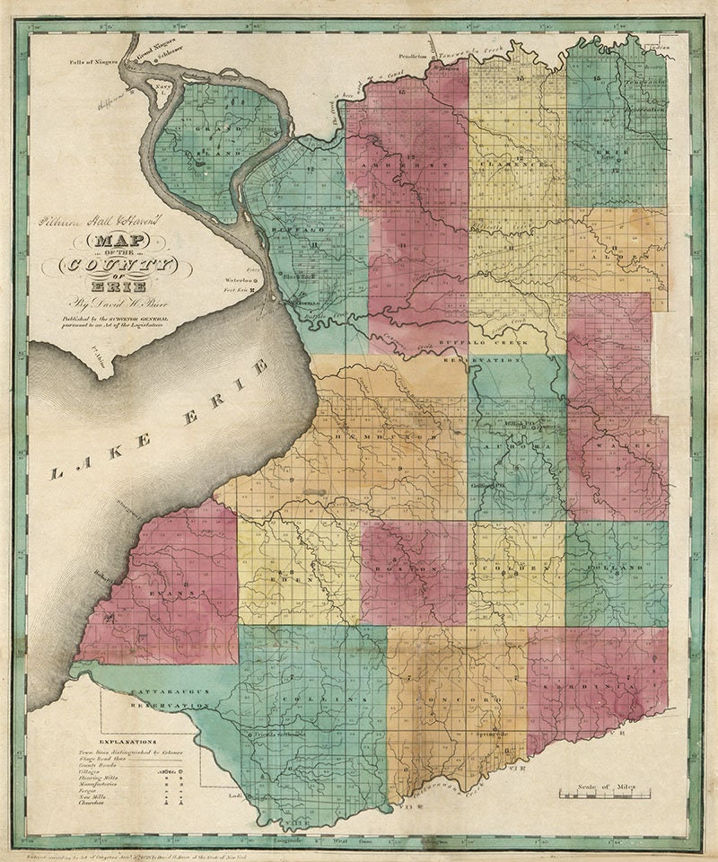 1829 Map of Erie County New York