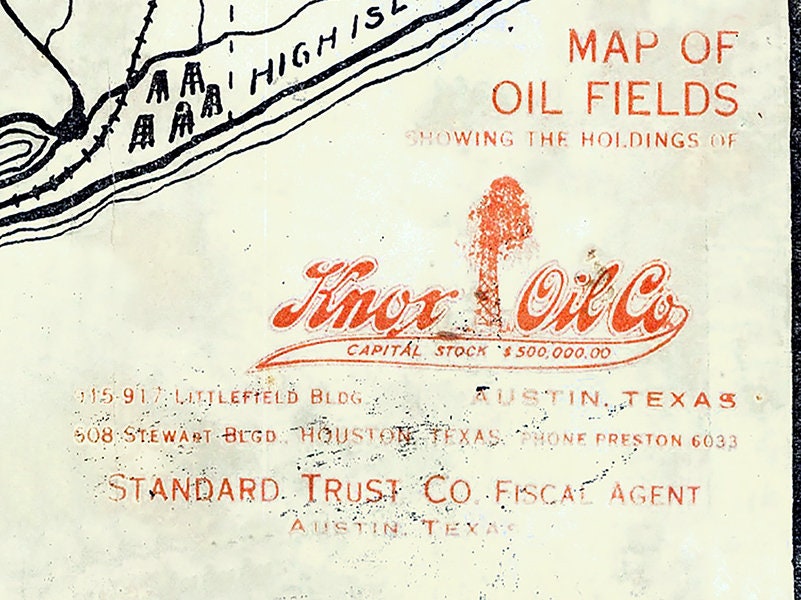 1916 Map of Oil Fields Around Houston Texas and Galveston