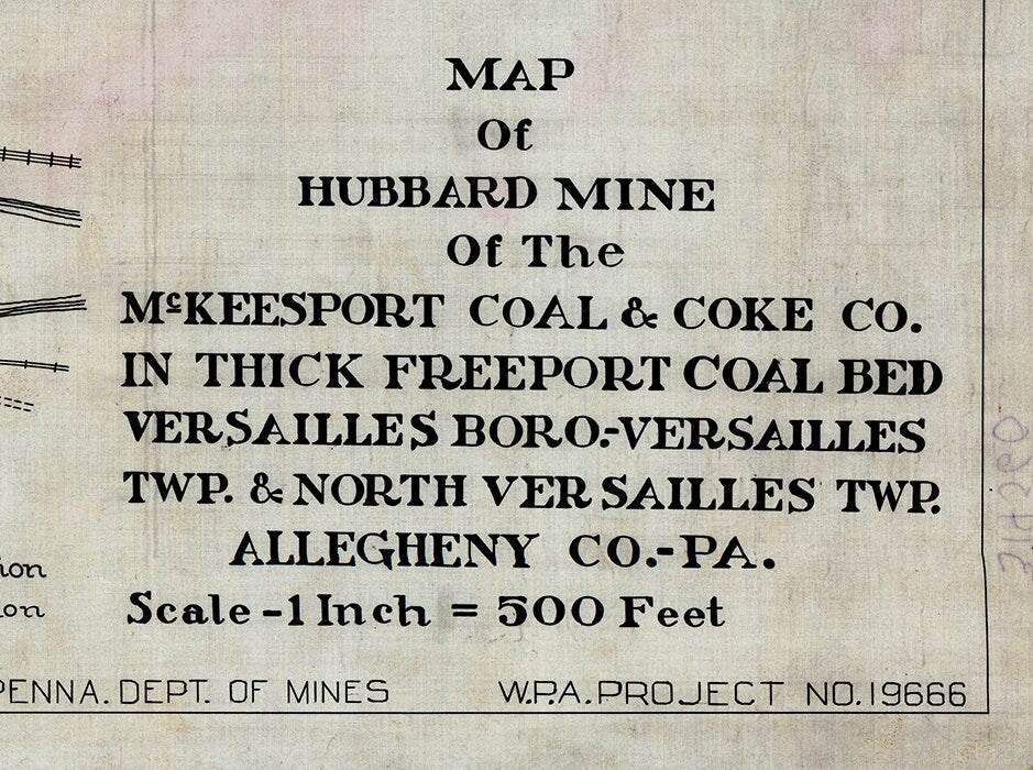 1927 Hubbard Mine McKeesport Coal and Coke Versailles Boro Allegheny Co Pa