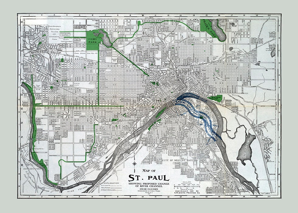 1912 Map of Saint Paul Minnesota