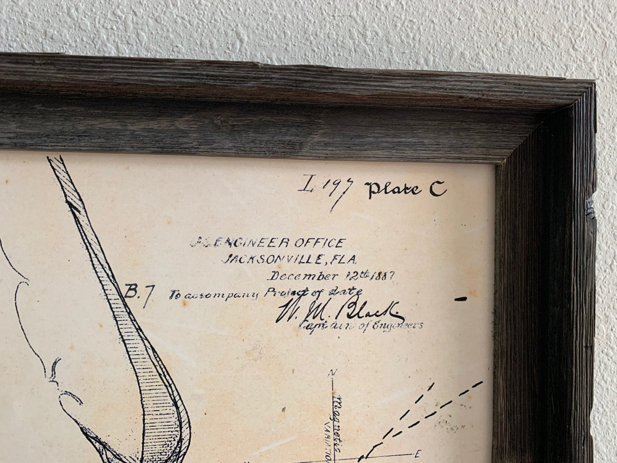 1887 Map of Saint Augustine Inlet Florida Framed