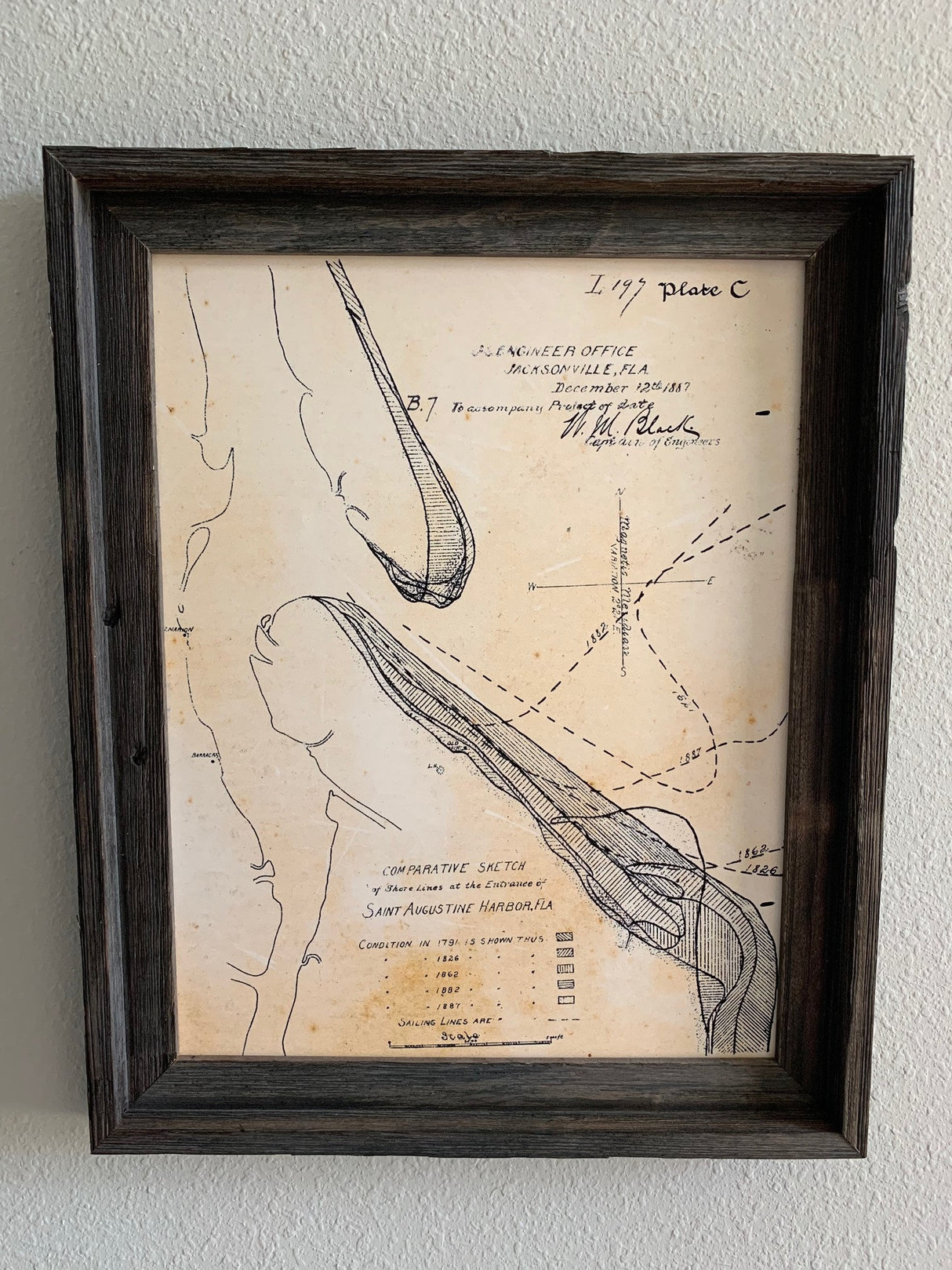 1887 Map of Saint Augustine Inlet Florida Framed