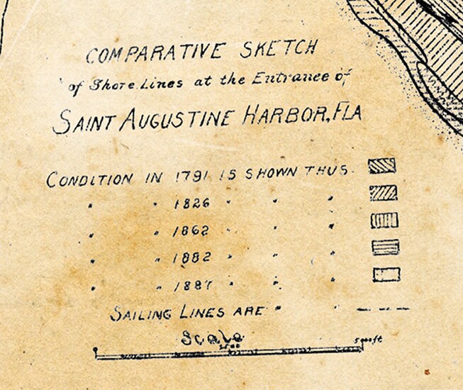 1887 Map of Saint Augustine Inlet Florida Framed
