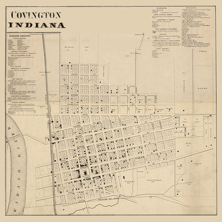 1865 Map of Covington Indiana
