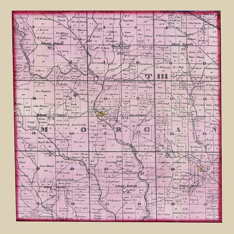1855 Farm Line Map of Morgan Township Butler County Ohio