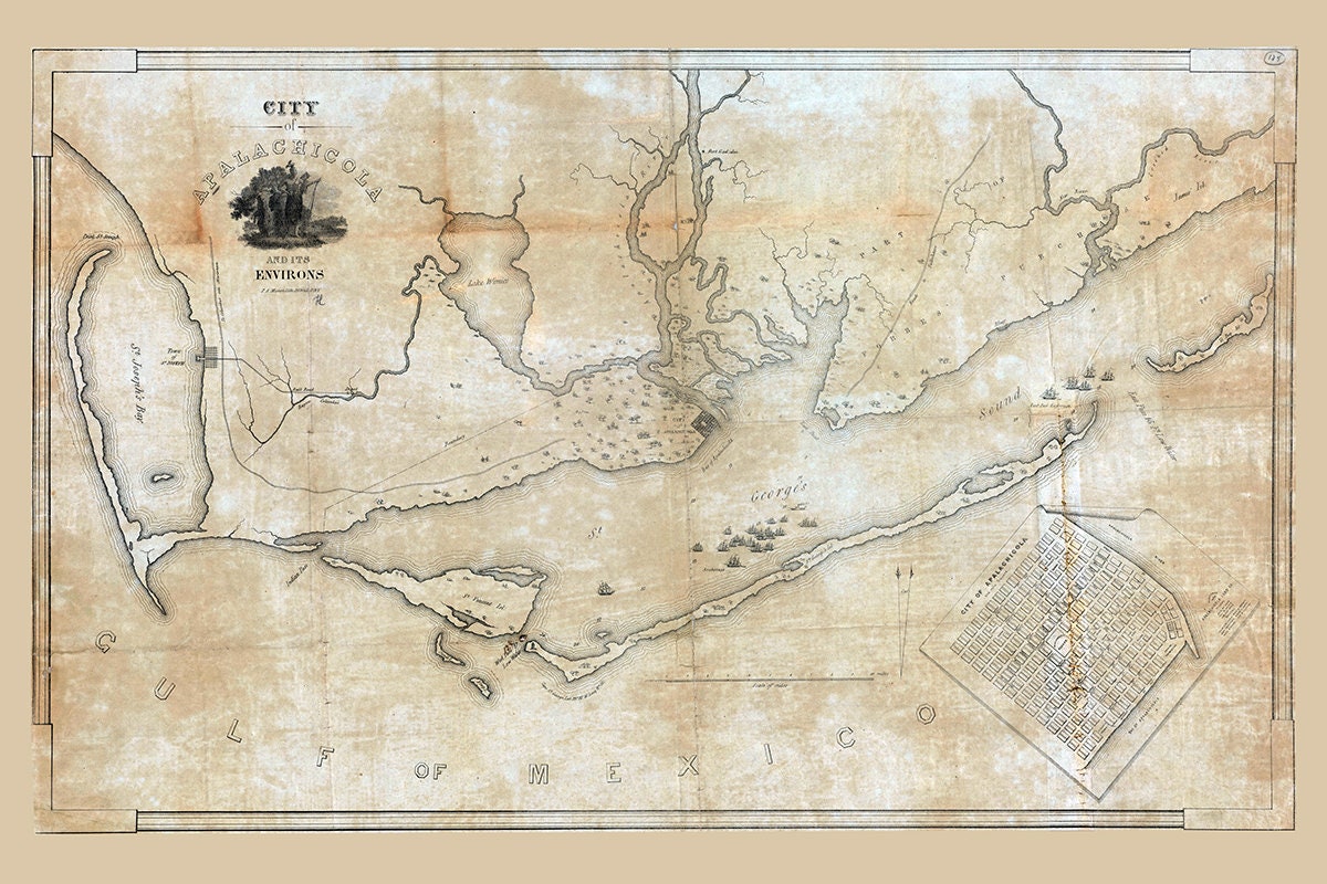 1836 Map of Apalachicola Florida and its environs