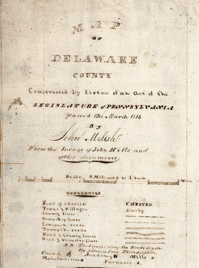 1816 Map of Delaware County Pennsylvania