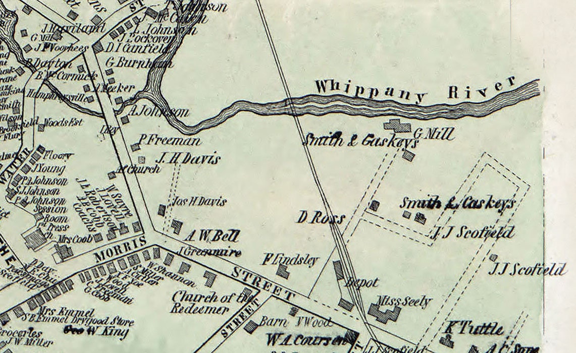 1853 Map of Morristown Morris County New Jersey