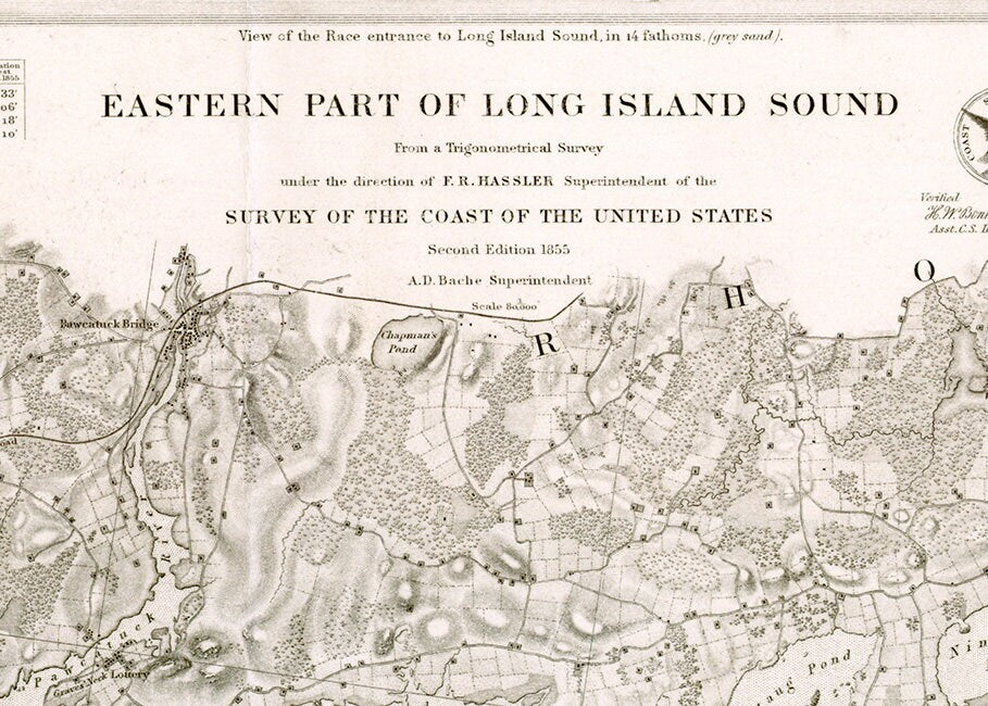 1855 Nautical Map of Eastern Part of Long Island Sound RI and Block Island
