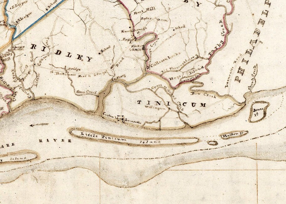 1816 Map of Delaware County Pennsylvania