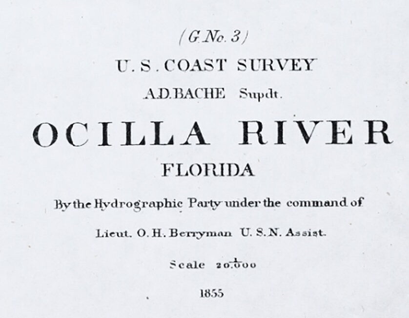 1855 Nautical Map of the Ocilla River Florida