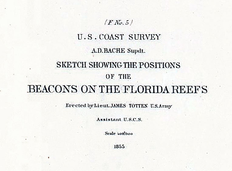 1855 Map of the Florida Keys and Reefs