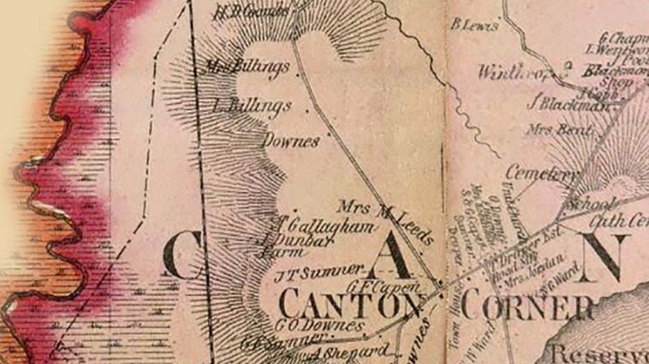 1858 Map of Canton Township Norfolk County Massachusetts