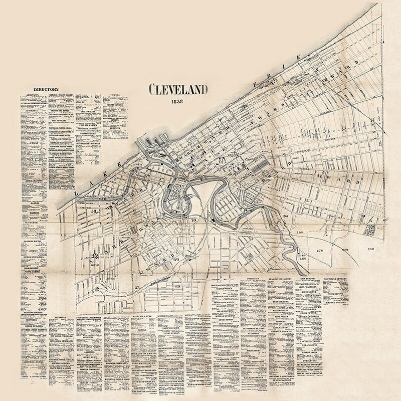 1858 Map of Cleveland Cuyahoga County Ohio