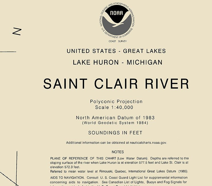 2018 Nautical Map of Saint Clair River Lake Huron Michigan