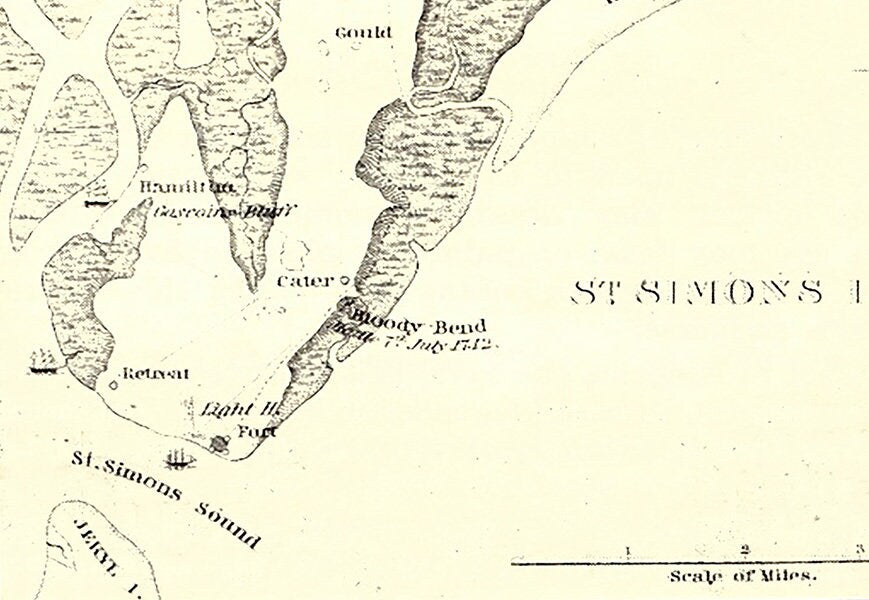 1847 Map of Saint Simons Island Georgia