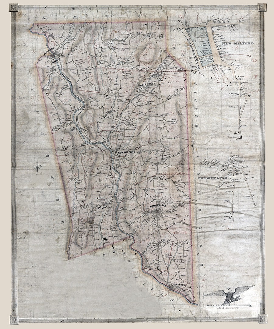 1853 Map of New Milford Litchfield County Connecticut