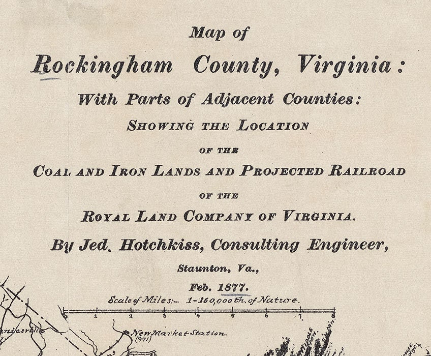 1877 Map of Rockingham County Virginia Coal and Iron Lands