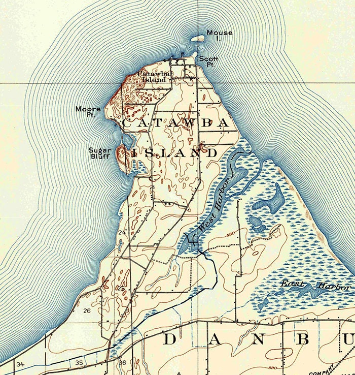 1903 Topo Map of Put-In-Bay Ohio Lake Erie Islands