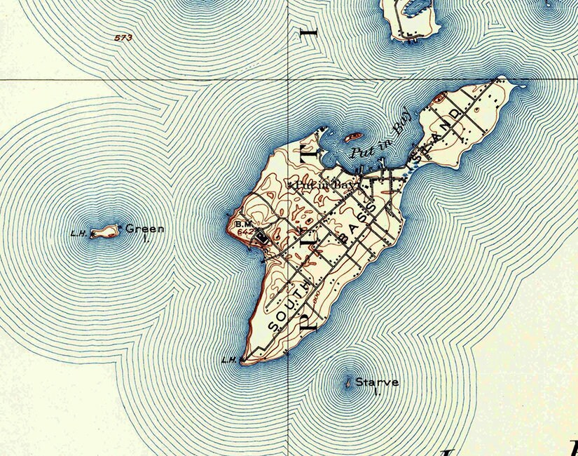 1903 Topo Map of Put-In-Bay Ohio Lake Erie Islands