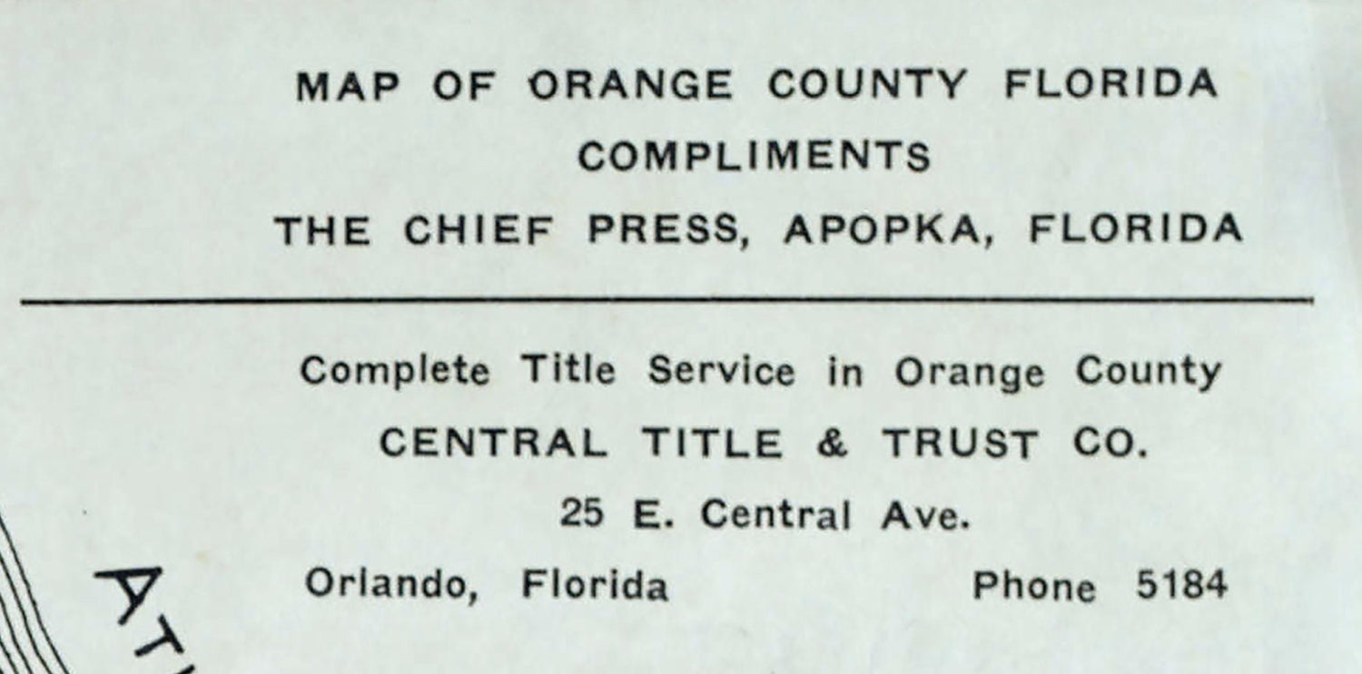 1920 Map of Orange County Florida Orlando