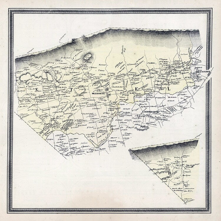 1862 Map of Bethel Townships Berks County Pennsylvania
