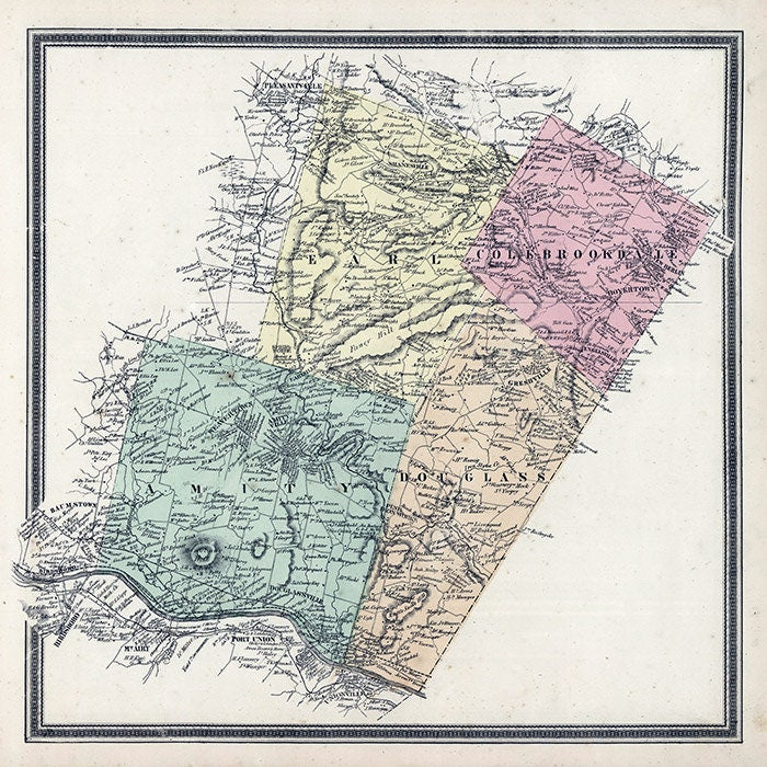 1862 Map of Earl Colebrookdale Amity and Douglass Townships Berks County Pennsylvania