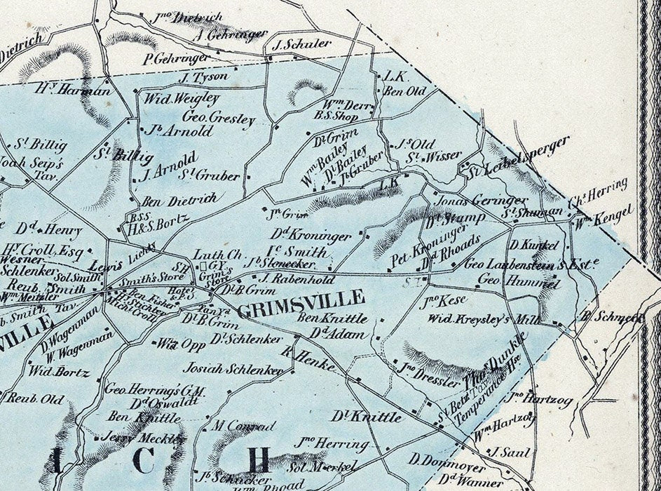 1862 Map of Greenwich Township Berks County Pennsylvania