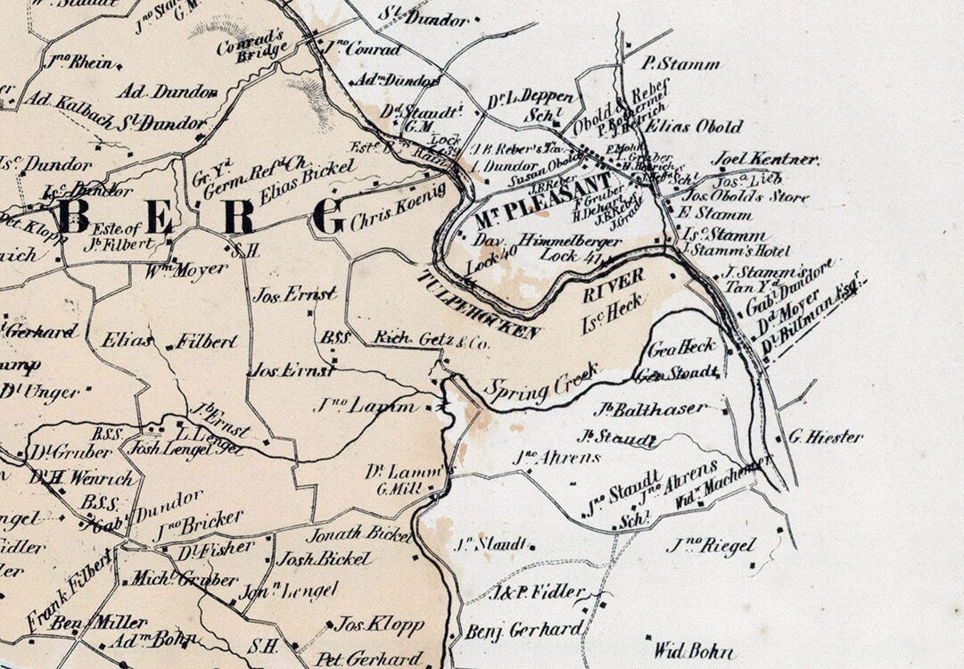 1862 Map of North Heidelberg and Heidelberg Townships Berks County Pennsylvania