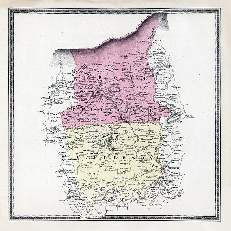 1862 Map of Upper Tulpehocken and Jefferson Townships Berks County Pennsylvania