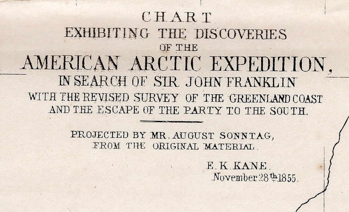 1855 Nautical Chart showing the American Arctic Expedition