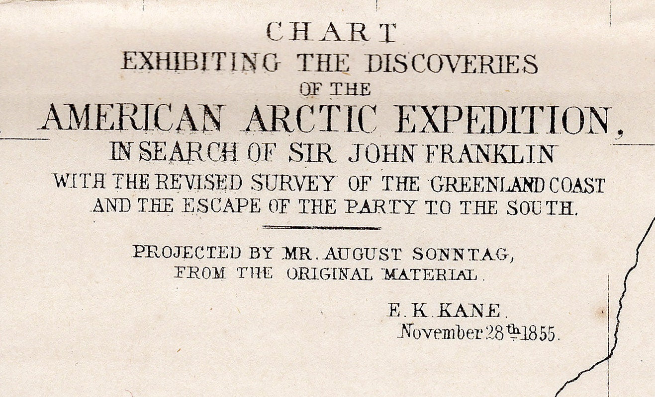 1855 Nautical Chart showing the American Arctic Expedition