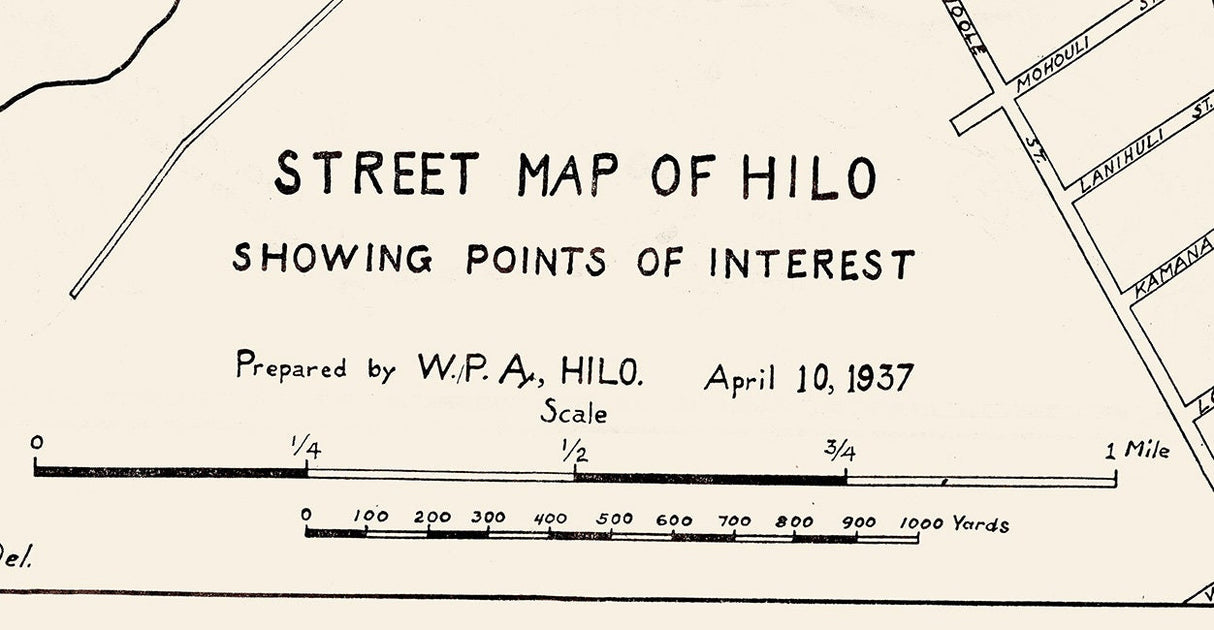1937 Town Map of Hilo Hawaii